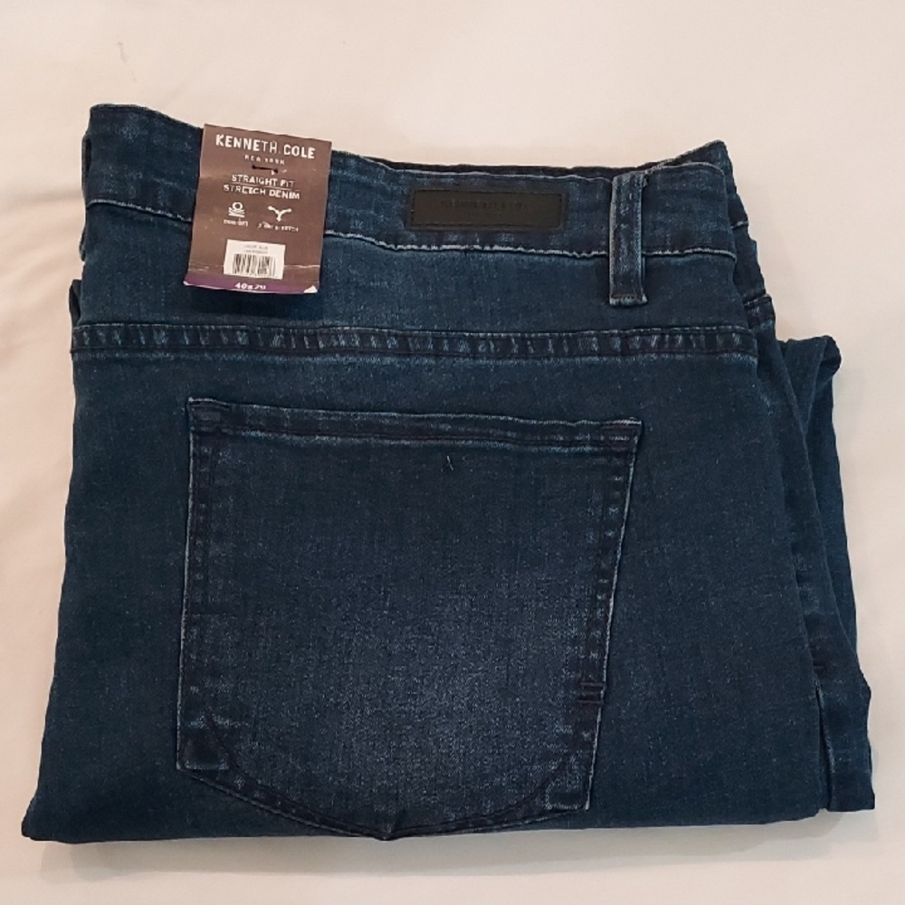 Men's Kenneth Cole Dark Blue Straight Fit Stretch Jeans